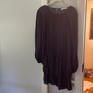 Navy ruffle bottom long billowy sleeve mini dress. Super cute. Size S